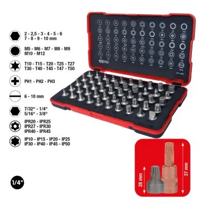 Nastavci, nasadni ključevi set 1/4" 50 kom