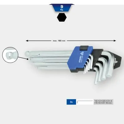 Imbus ključevi set dužina 180 mm 9 kom