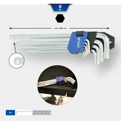 Imbus ključevi set dužina 225 mm 9 kom