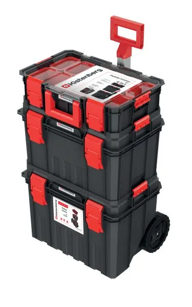 Kutija za alat na točakima, plastika, crna/crveni, dimenzije 355x825