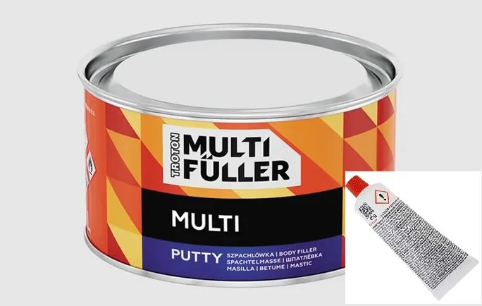 Putty filler, finishing with hardener, 1kg, intended use: steel, colour: beige