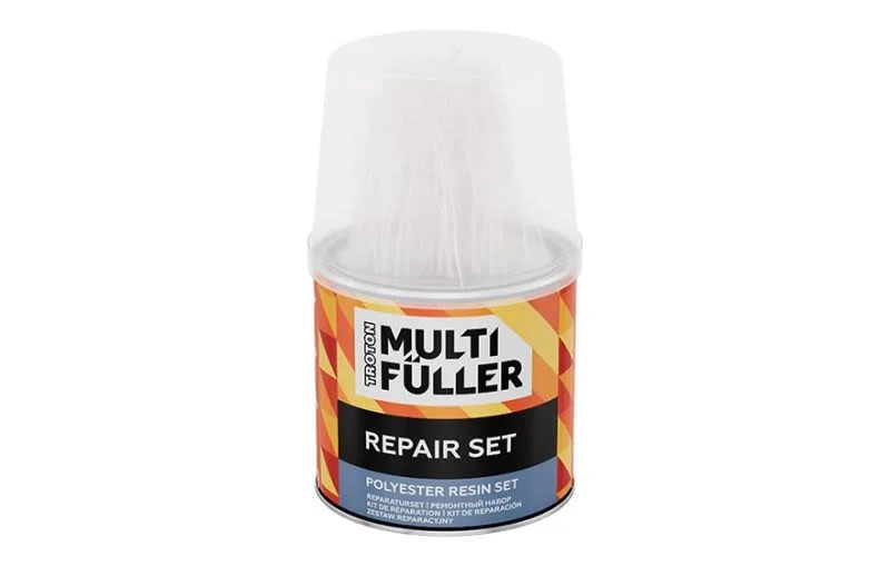 Polyester resin transparent, rosin, for body, repair kit; with glass mat; with