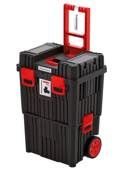 Kutija za alat na točakima, plastika, crna/crveni, dimenzije 360x640
